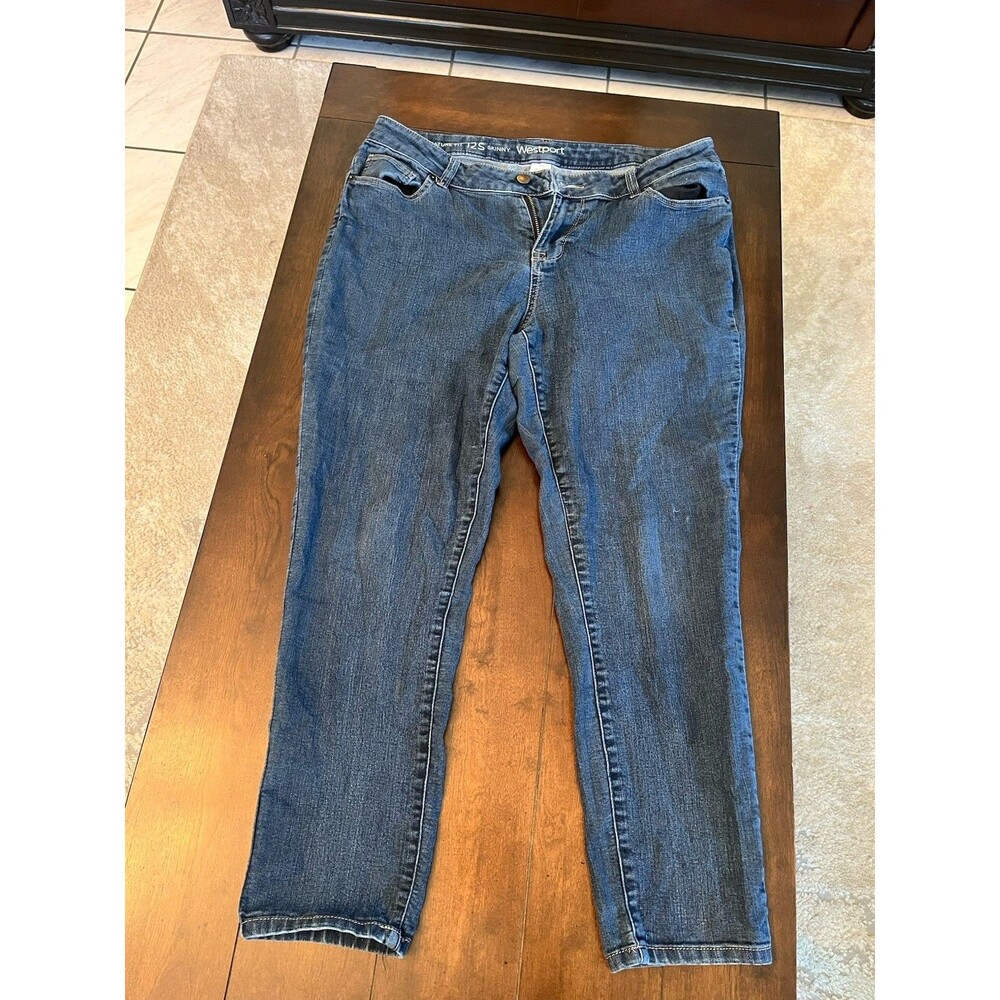 Westport Signature Fit Boyfriend Jeans Women's Blue Mid Rise 5-Pocket 12S Skinny